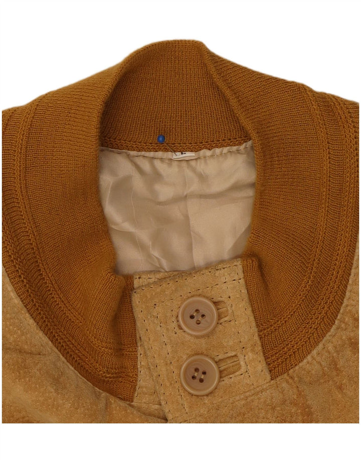 vintage Mens Suede Bomber Jacket UK 40 Grand Cuir Brun
