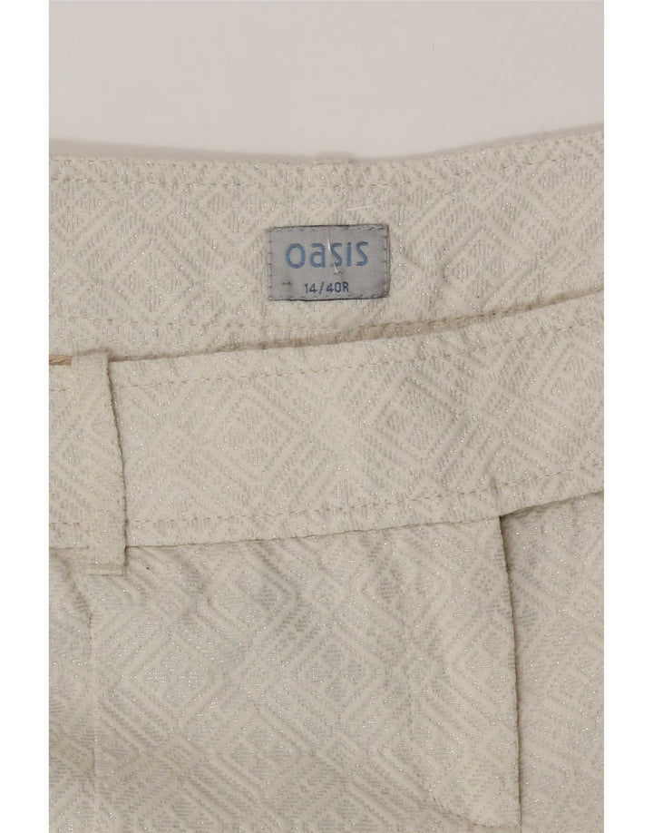 Oasis Bermuda Femme UK 14 Medium W32 Blanc Géométrique Coton