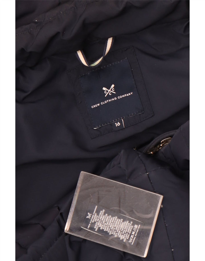Crew Clothing Veste matelassée à capuche pour femme UK 16 Large Bleu marine Polyester