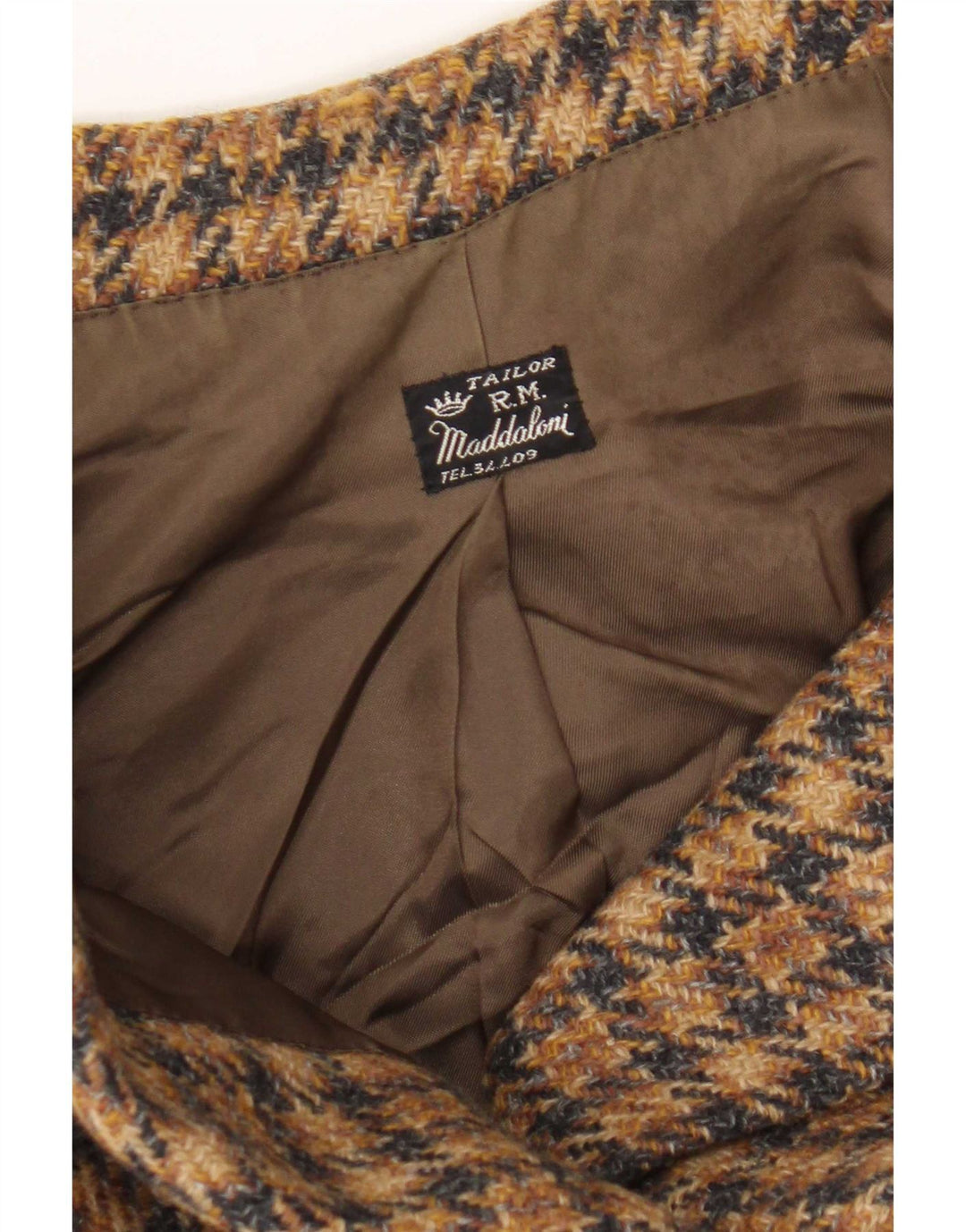 vintage Femme Double Breasted Blazer Veste UK 16 Grand Pied-de-poule Brun