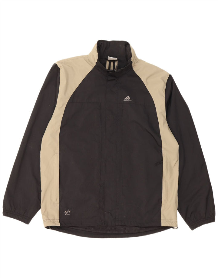 ADIDAS Veste de pluie à capuche pour homme UK 38 Medium Noir Colourblock Polyester