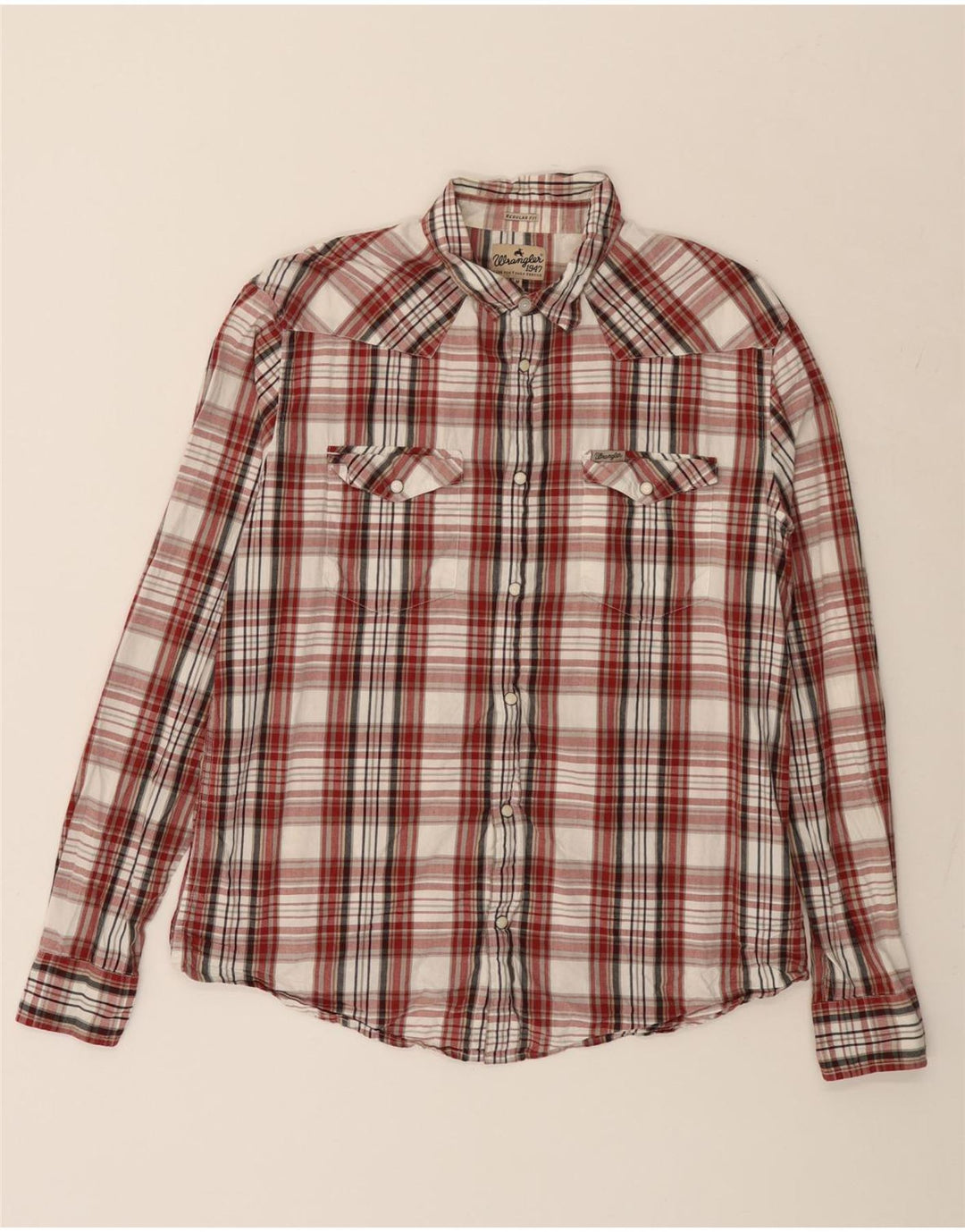 WRANGLER Chemise Regular Fit Homme Coton à Carreaux Rouge Moyen