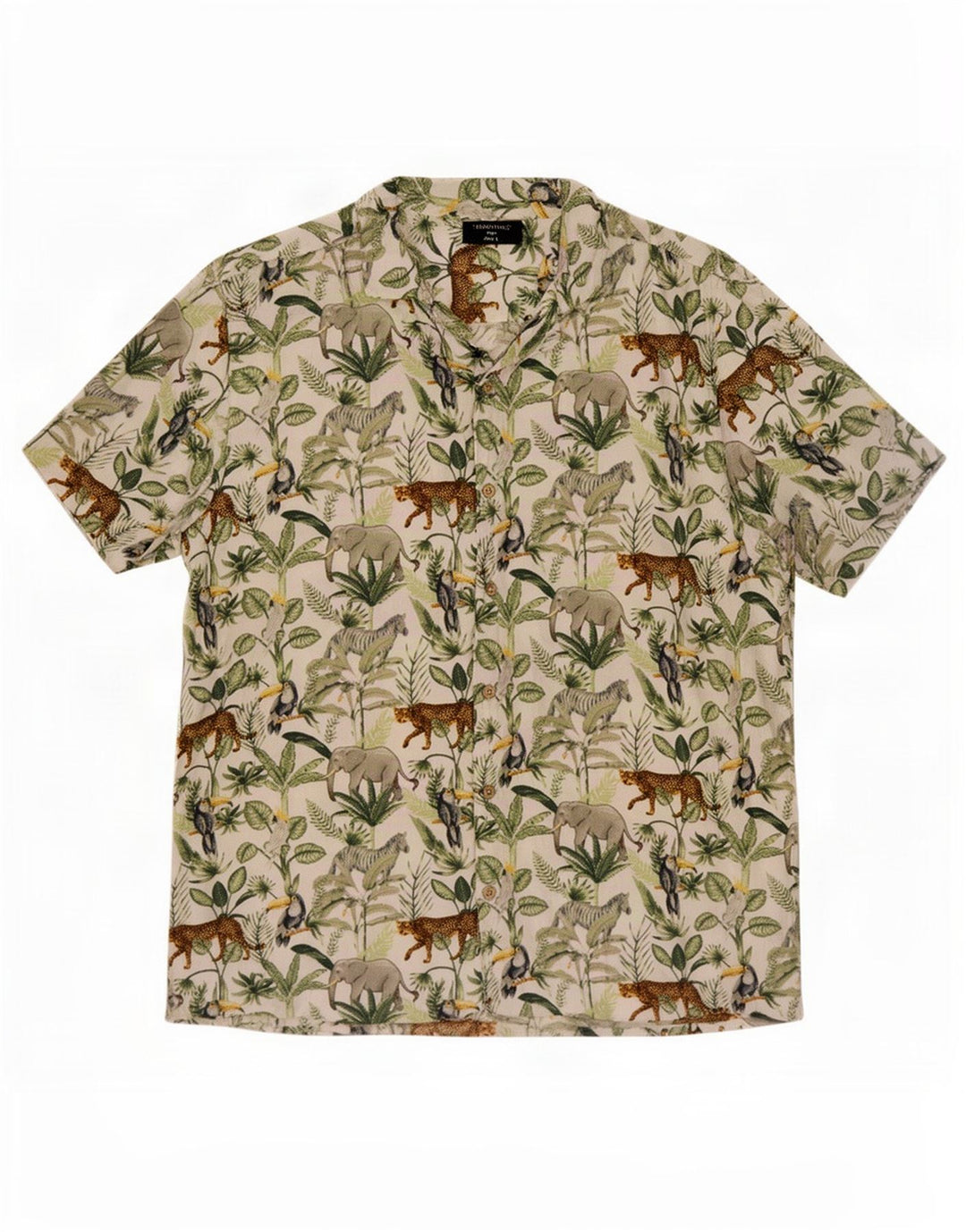 Tessentials Chemise à Manches Courtes Jungle Homme Grand Imprimé Animal Multicolore