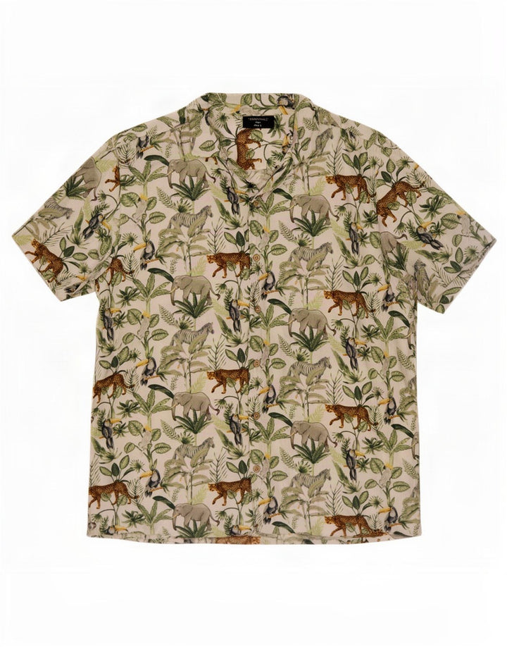 Tessentials Chemise à Manches Courtes Jungle Homme Grand Imprimé Animal Multicolore