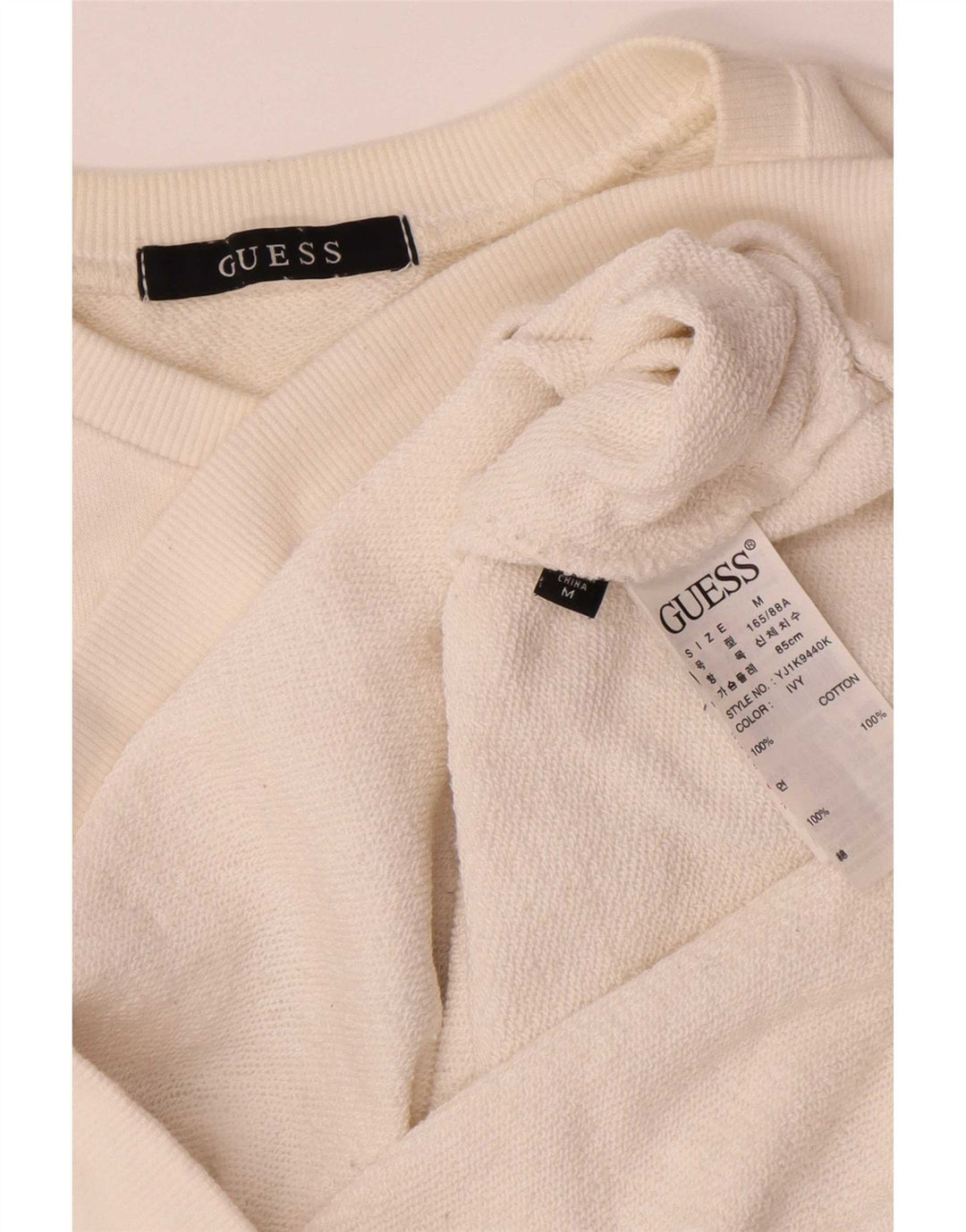 Guess Sweat-shirt graphique pour femme UK 14 en coton blanc cassé moyen