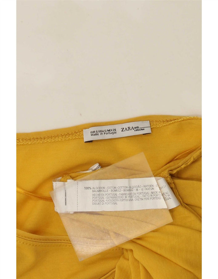 Zara Femme Top Manches Longues UK 10 Petit Coton Jaune