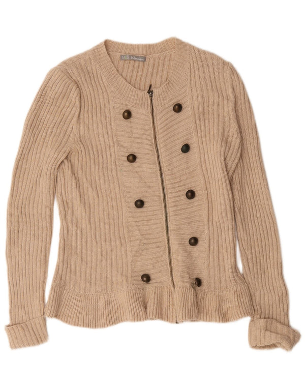Marks & Spencer Pull Cardigan Femme UK 16 Grand Acrylique Beige