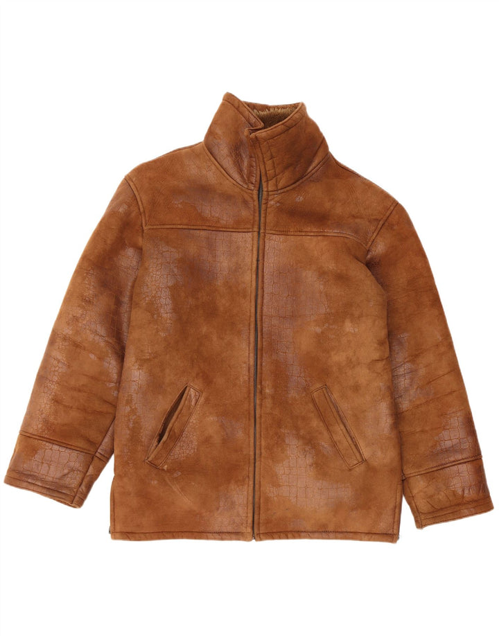 veste en peau de mouton vintage pour hommes IT 48 Brun moyen