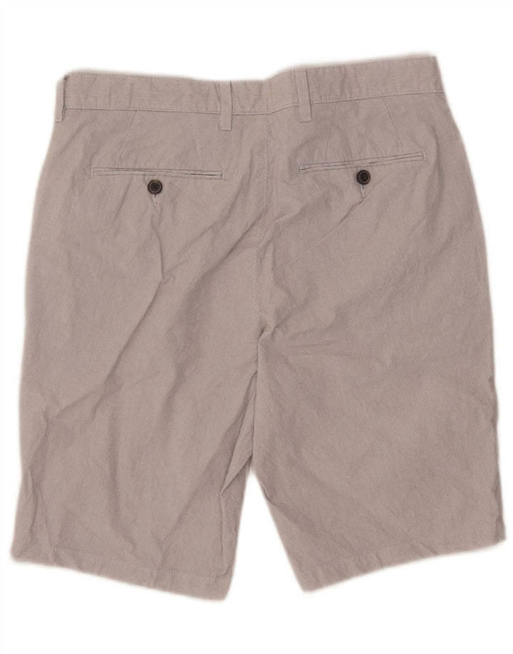 Marks & Spencer Short Chino Homme W32 Coton à Rayures Gris Moyen