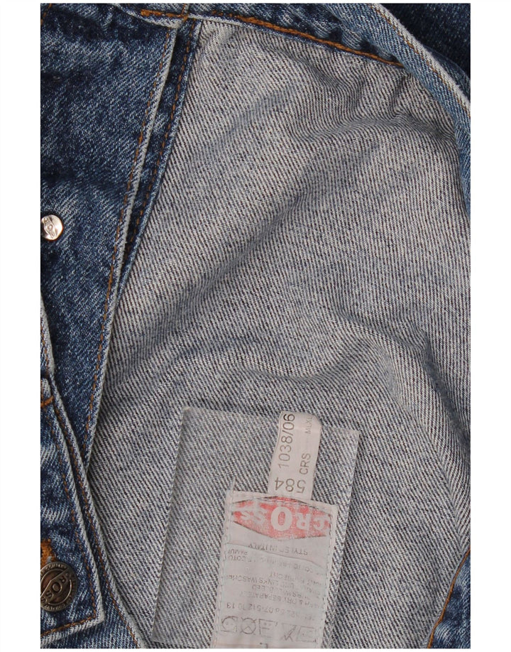 VINTAGE Mens Denim Jacket UK 40 Large Blue Cotton