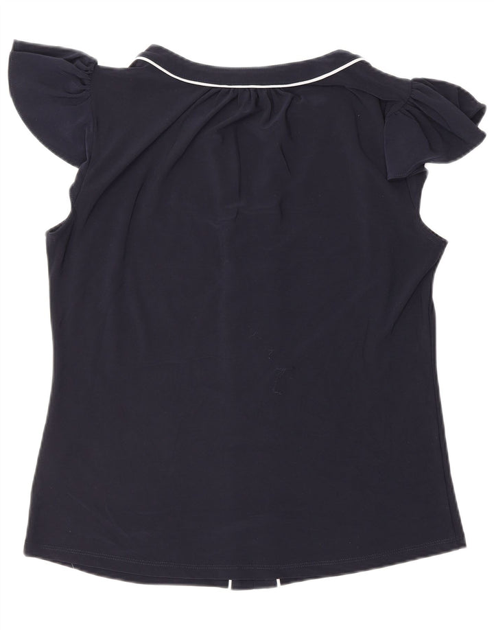 TOMMY HILFIGER Chemisier Top UK 14 Femme Bleu Marine Moyen Polyester