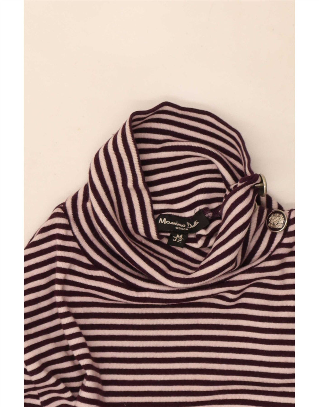 Massimo Dutti Pull à col boutonné pour femme UK 12 Rayé violet moyen