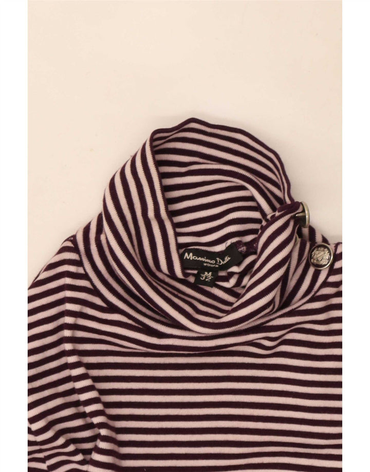 Massimo Dutti Pull à col boutonné pour femme UK 12 Rayé violet moyen