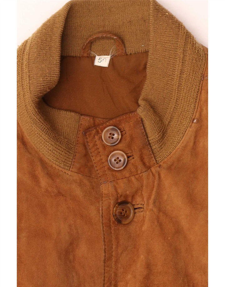 vintage Mens Suede Bomber Jacket IT 50 Grand Brun