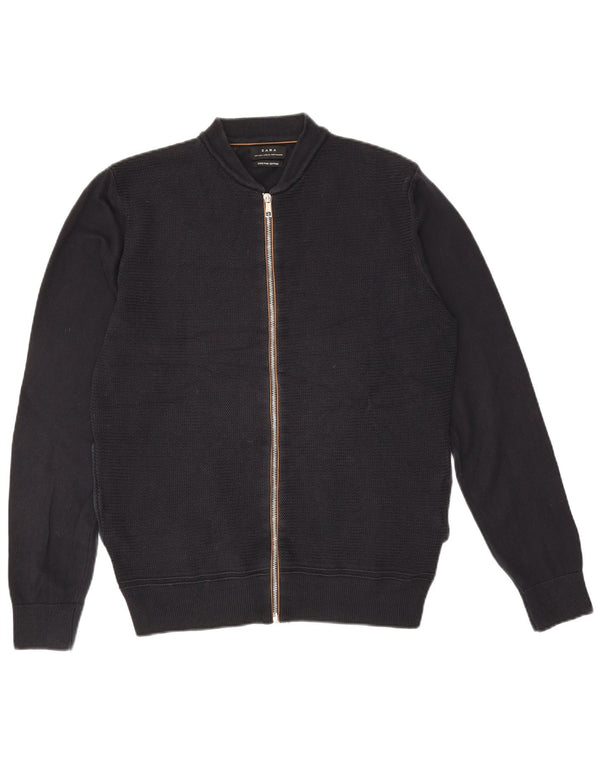 Zara Cardigan Homme Pull Large Bleu Marine Coton