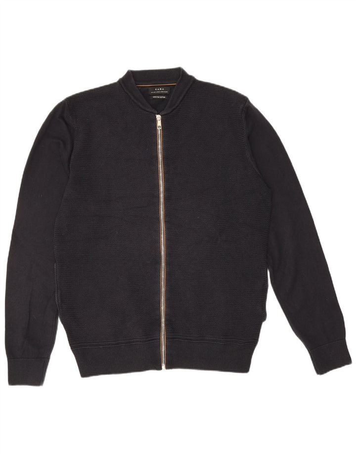 Zara Cardigan Homme Pull Large Bleu Marine Coton