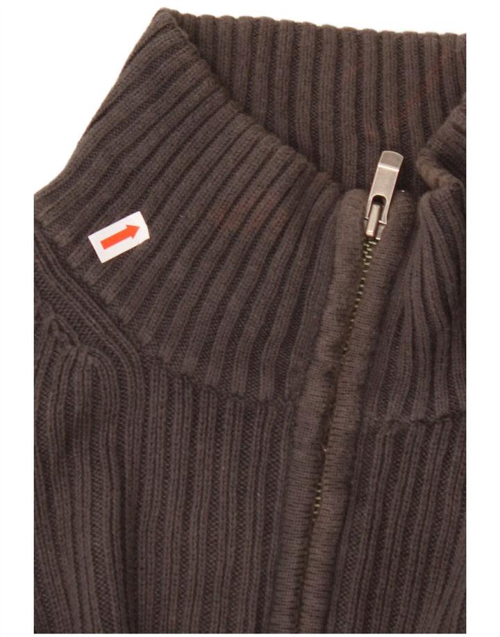 CALVIN KLEIN Pull à col zippé pour homme Large Gris Coton
