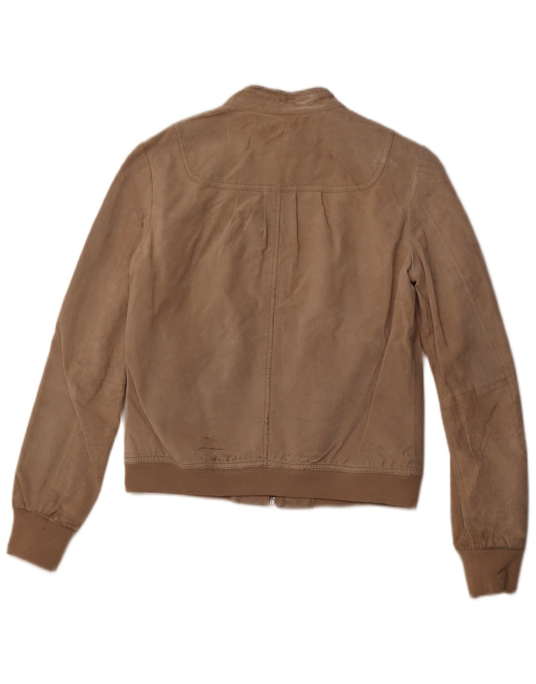 GAUDI Blouson Bomber En Daim Femme IT 46 Grand Cuir Beige