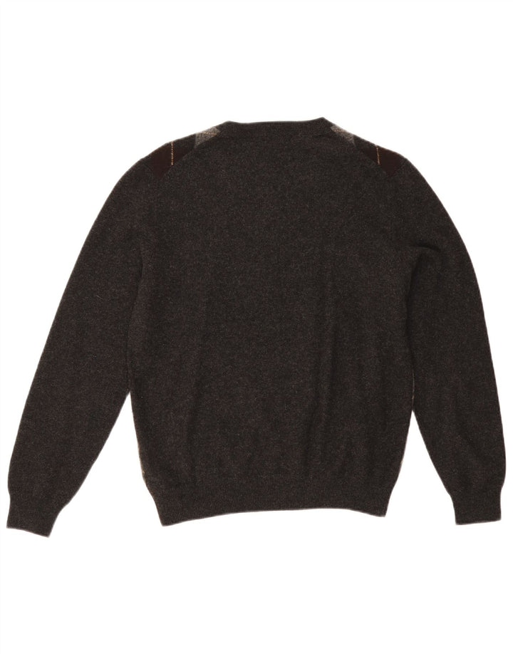 Massimo Dutti Pull col V Homme Gris Moyen Argyle/Diamond Laine