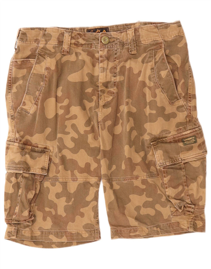 SUPERDRY Short Cargo Homme W32 Coton Camouflage Marron Moyen