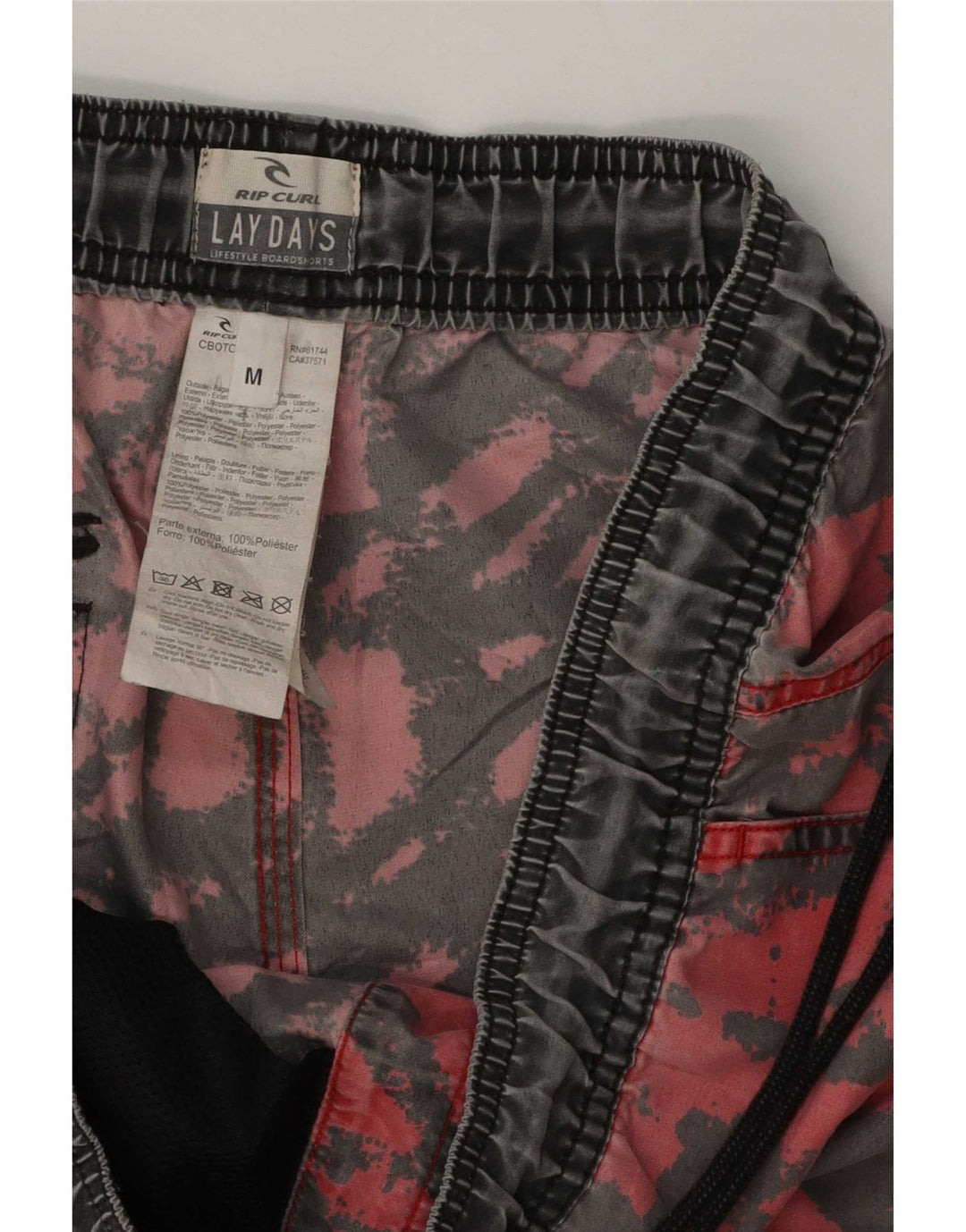 Rip Curl Short de bain à motif abstrait pour hommes en polyester rouge moyen