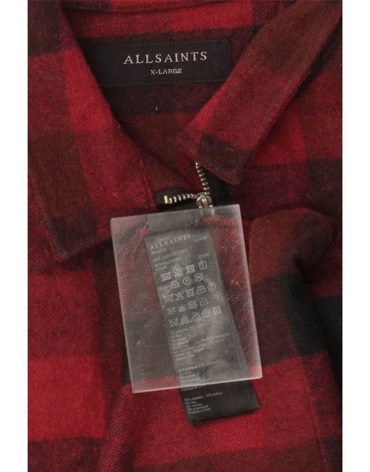 ALL SAINTS Surchemise Homme Flanelle Chemise XL Rouge Vichy Polyester