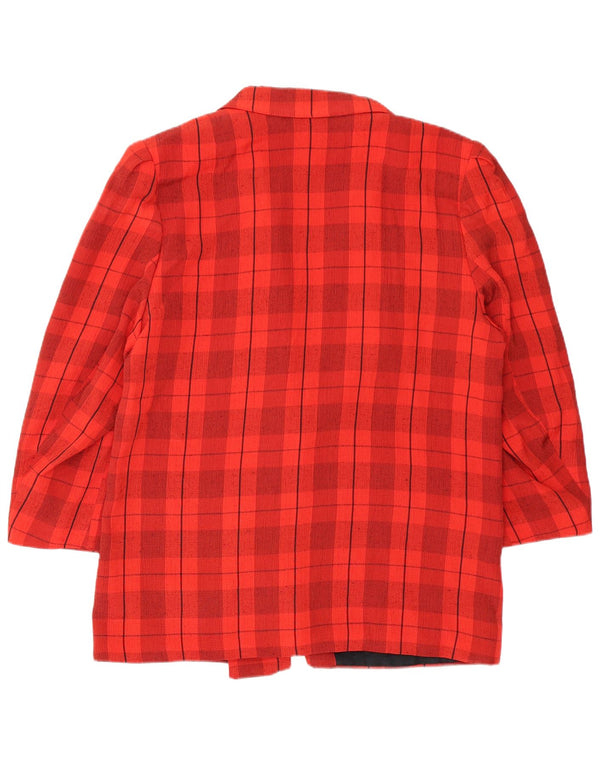 vintage Femme Double Breasted Blazer Veste EU 44 XL Rouge Check Viscose