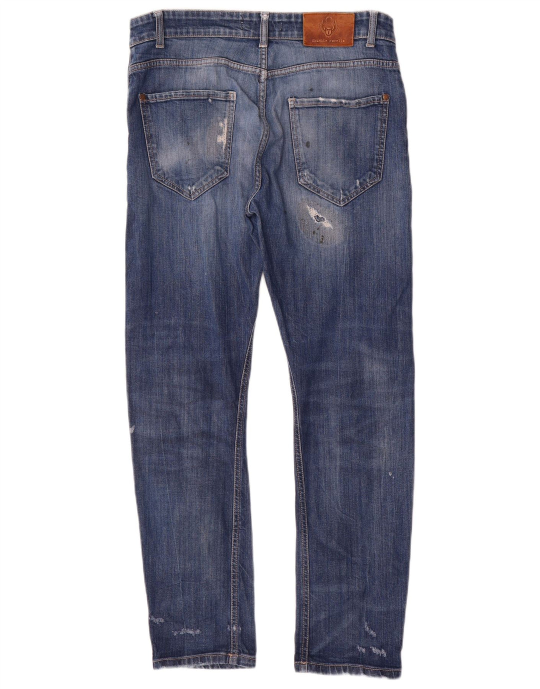 Frankie Morello Jean slim vieilli pour homme W34 L29 en coton bleu