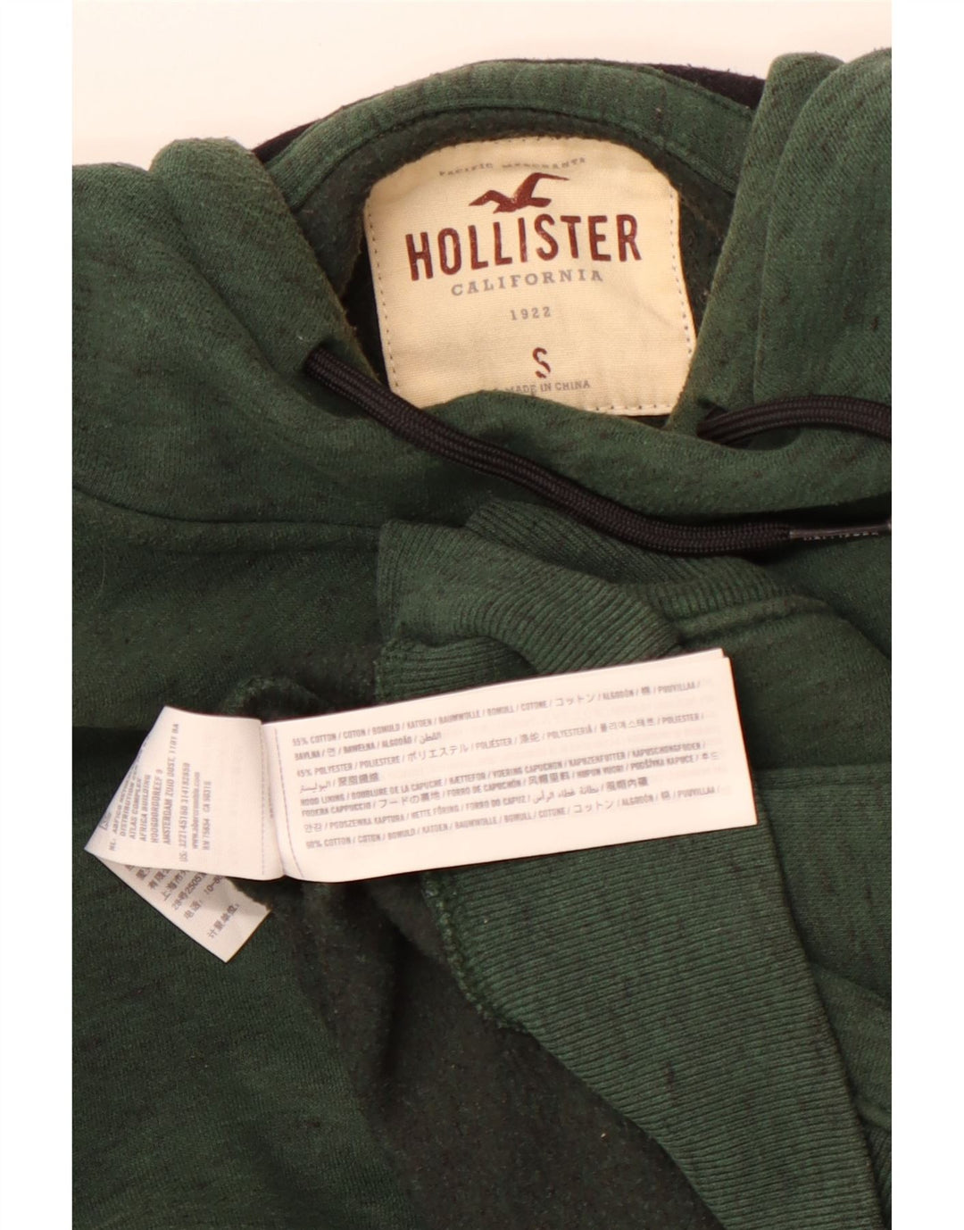 HOLLISTER Pull à capuche pour homme Small Vert Moucheté Coton