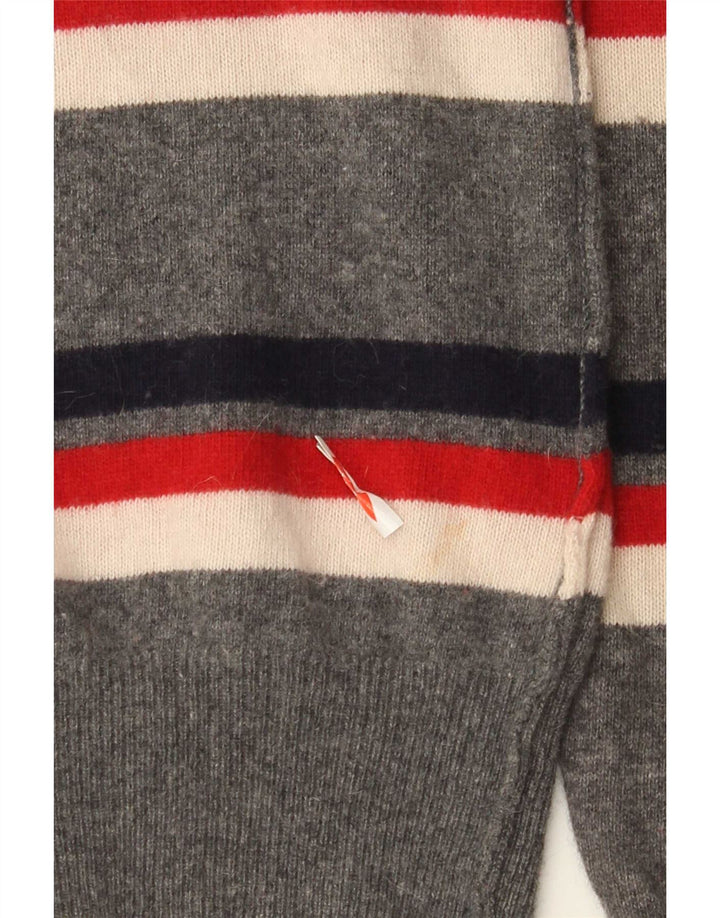 Dolce & Gabbana Pull Cardigan Graphique en Laine Rayée Gris Moyen |