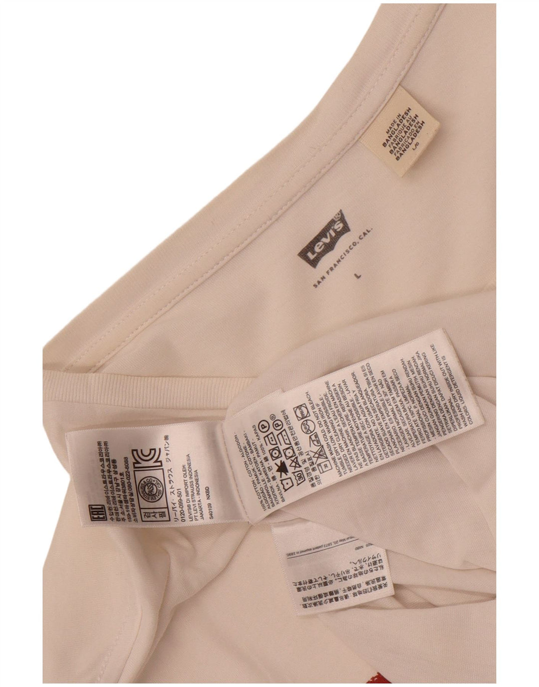 Levi's T-Shirt Graphique Homme Blanc Large Coton