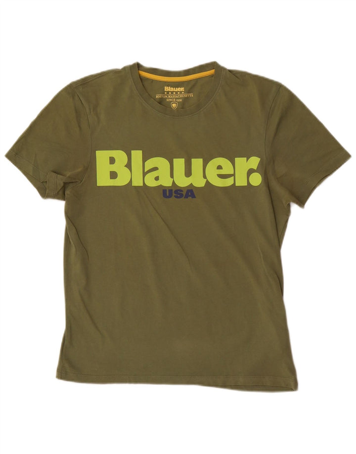 Blauer T-Shirt Graphique Homme Petit Kaki Coton