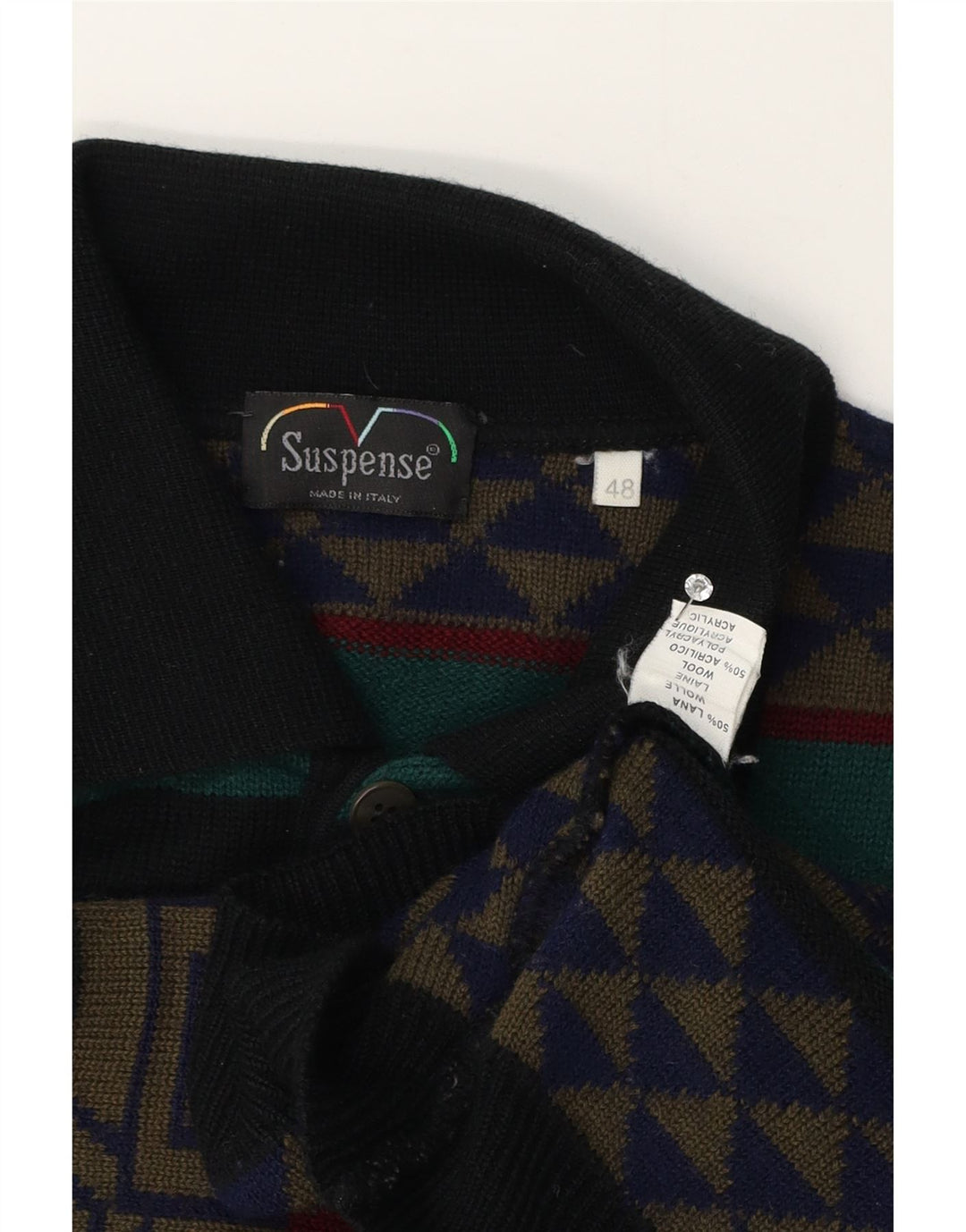 Suspense Pull col polo pour homme IT 48 Medium Multicolore Géométrique