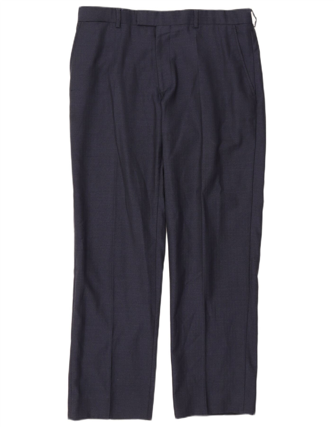 JAEGER Pantalon de Costume Droit Femme W34 L30 Laine Bleu Marine