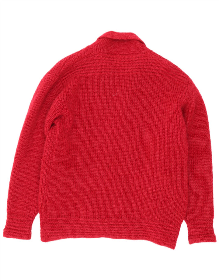 Emreco Pull Cardigan Double Boutonnage Femme EU 38 Laine Rouge Moyen