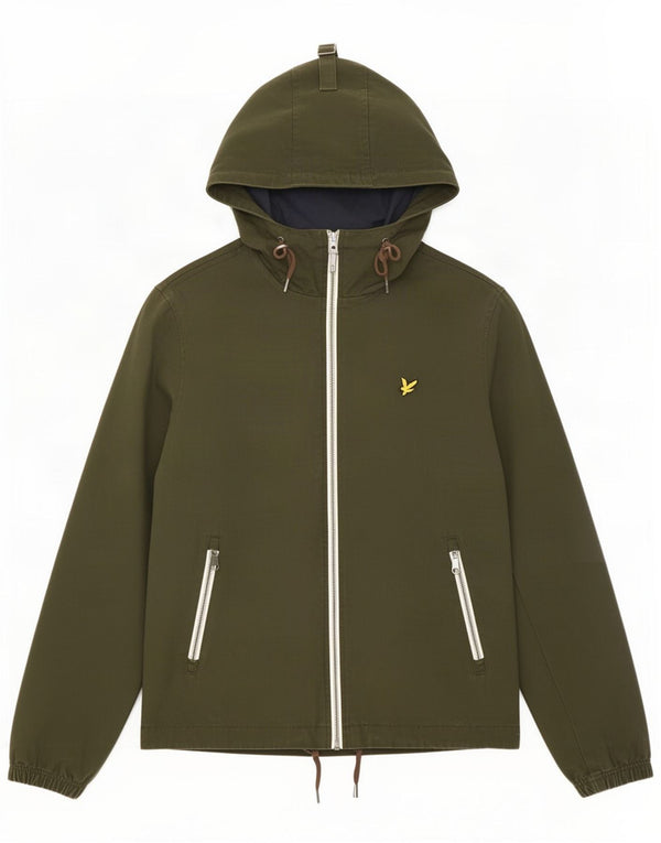 Lyle & Scott Veste coupe-vent à capuche pour homme UK 36 Small Kaki Coton