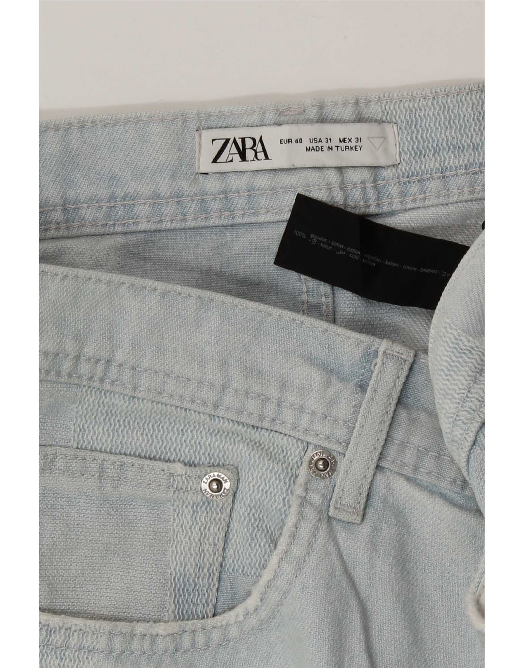 Zara Short en jean pour homme EU 40 Medium W31 Bleu Patchwork Coton