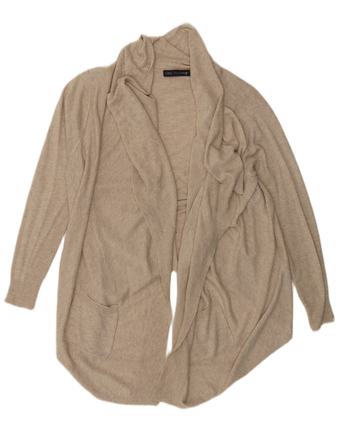 Marks & Spencer Pull cardigan ouvert surdimensionné pour femme UK 10 Small Beige