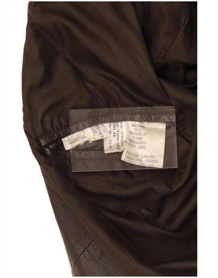 VINTAGE Veste en cuir coupe ample pour homme UK 36 Petit cuir marron