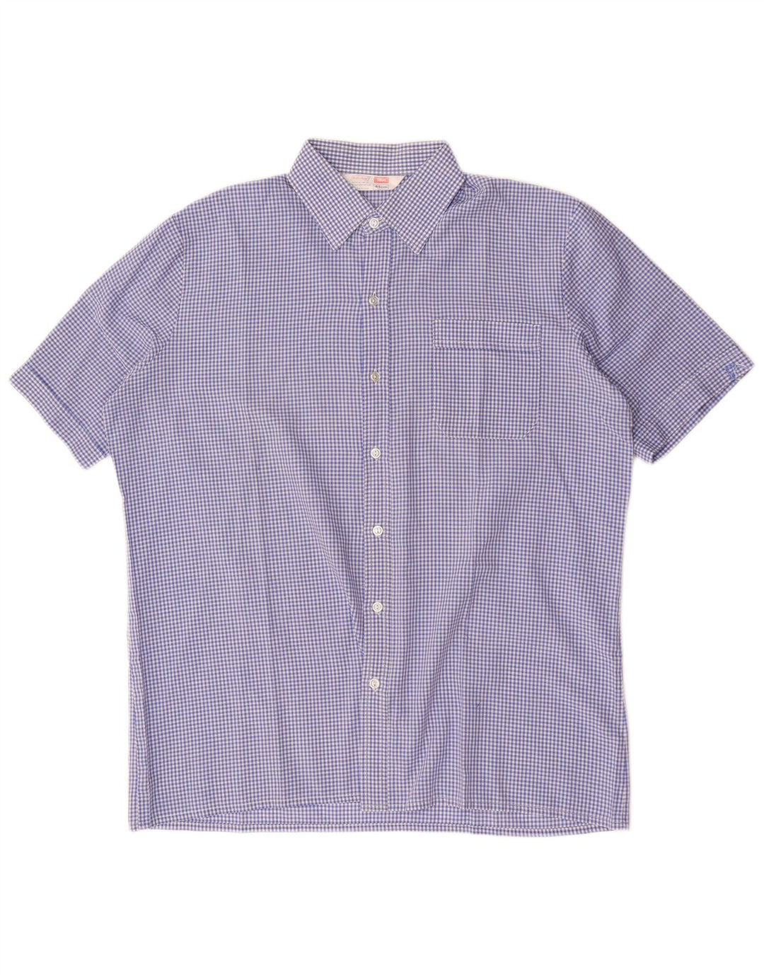 St Michael Chemise à manches courtes pour homme XL en coton vichy bleu