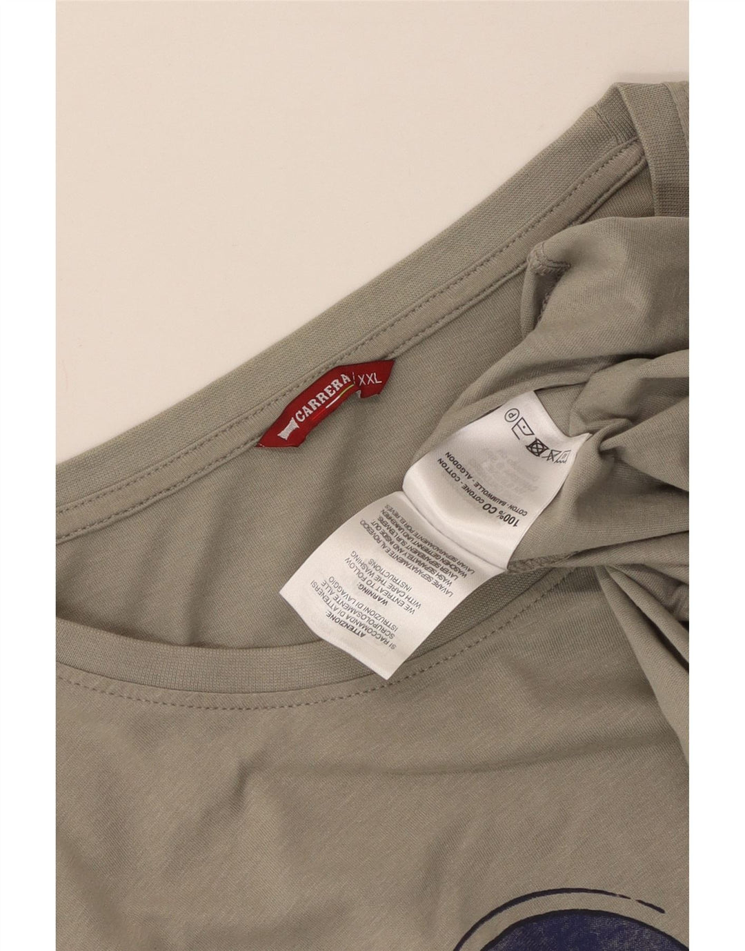 Carrera T-Shirt Graphique Homme Top 2XL Gris Coton