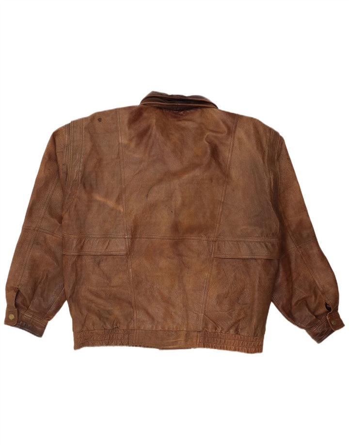 Veste en cuir homme vintage UK 44 2XL Cuir marron