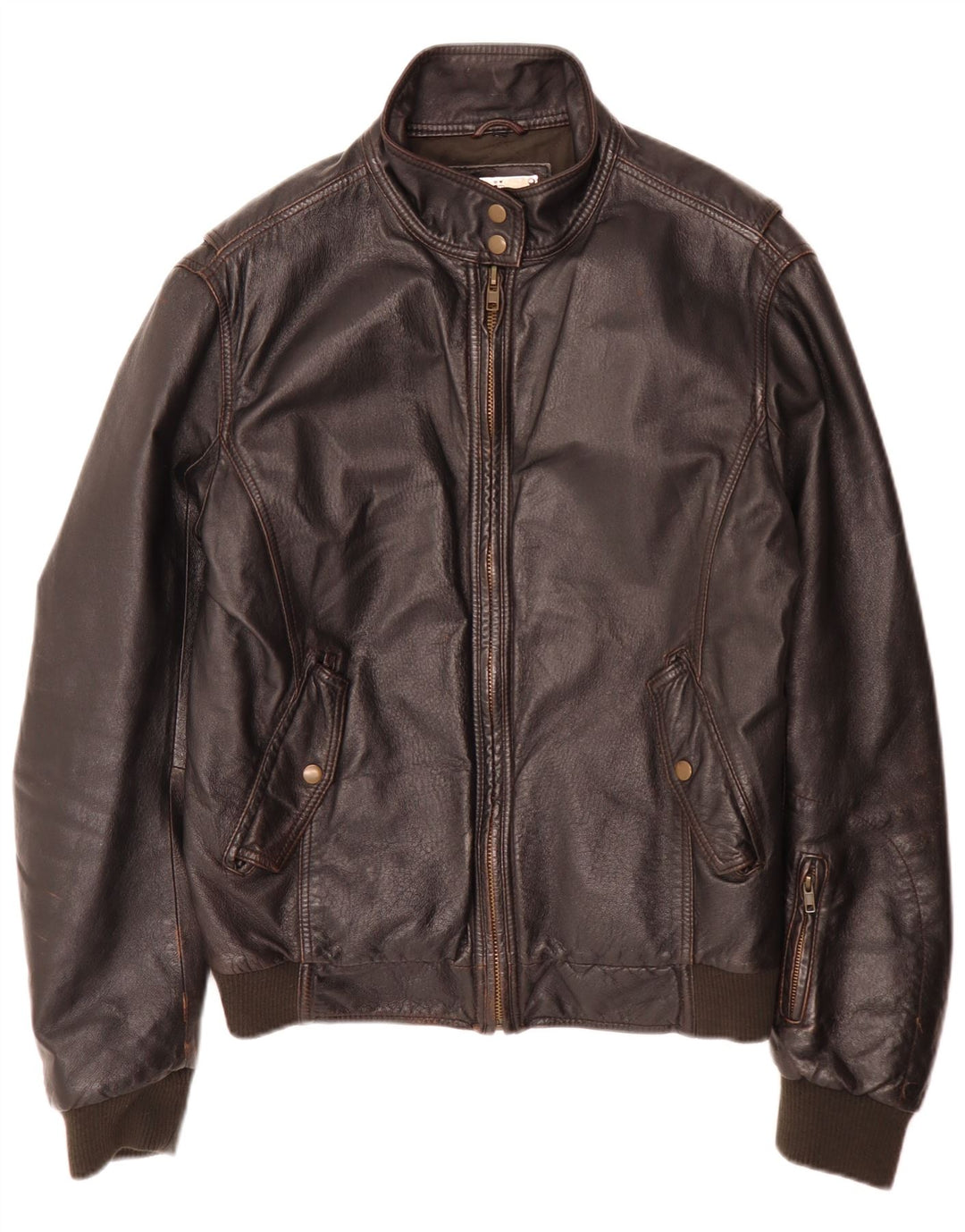 Veste Bomber En Cuir Homme Vintage IT 52 XL Marron Rétro