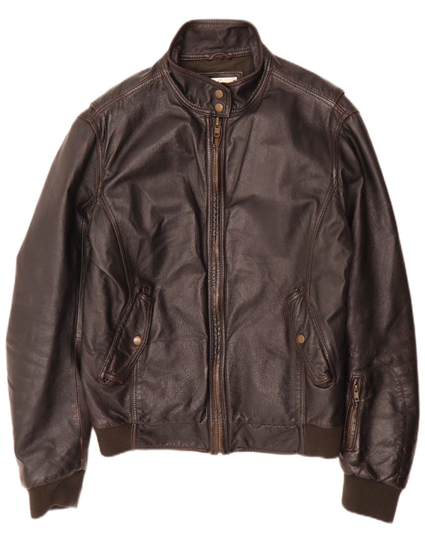 Veste Bomber En Cuir Homme Vintage IT 52 XL Marron Rétro
