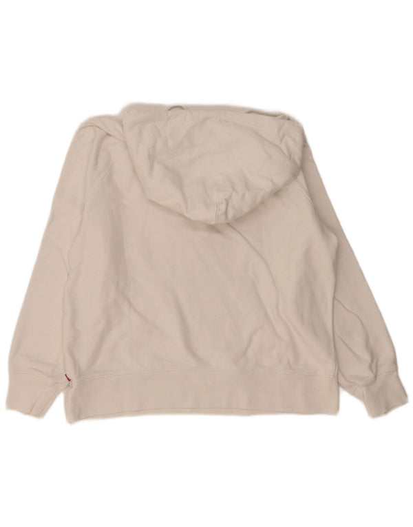 LEVI'S Pull à capuche graphique surdimensionné pour femme UK 14 en coton blanc moyen