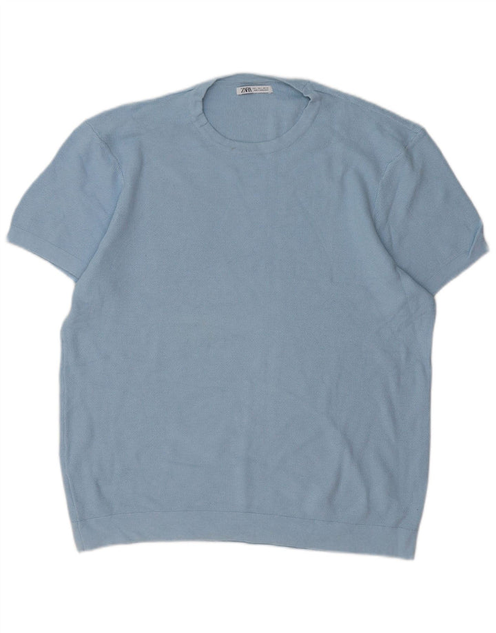 ZARA T-Shirt Homme Haut Large Bleu