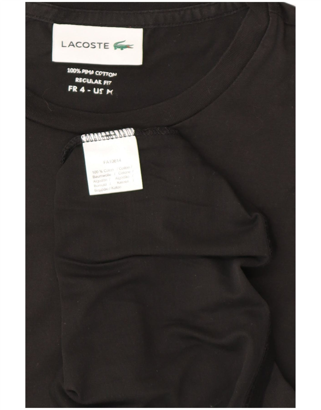 Lacoste T-shirt coupe régulière pour hommes, taille 4, coton noir moyen