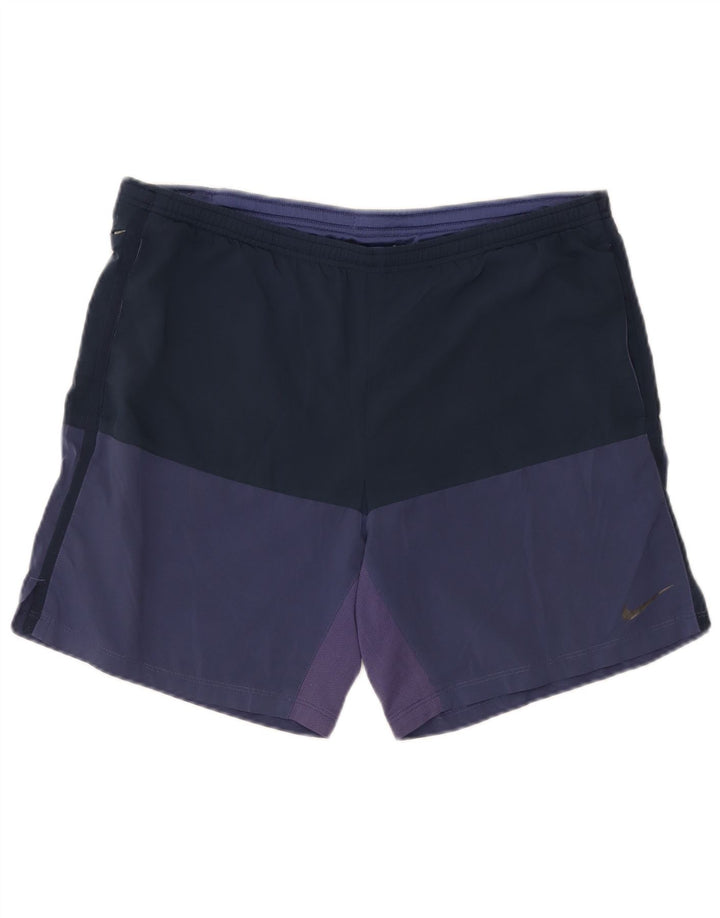 Nike Short de sport Dri Fit pour homme en polyester color block bleu marine moyen
