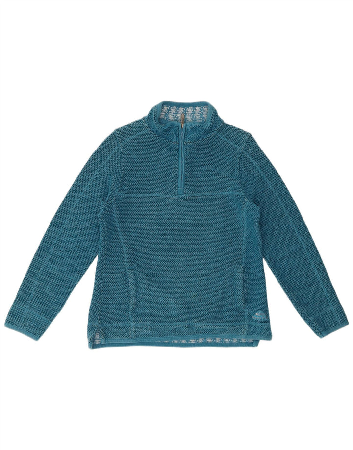 WEIRD FISH Sweat-shirt à col zippé pour femme UK 12 Bleu moyen Coton