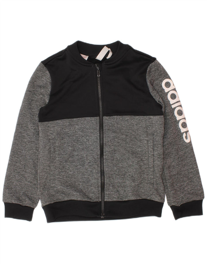 Adidas Climalite Survêtement Top Veste Garçon 7-8 Ans Gris Colorblock